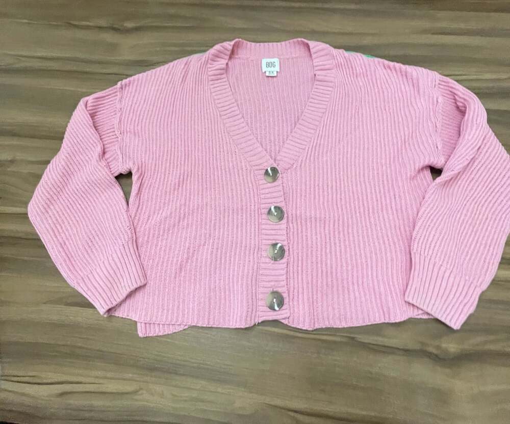 BDG Cardigan Size M-M Pink Ribbed V-Neck Sweater
